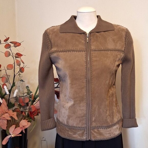 NWT Woman's Light Brown Camel Zip-Up Cardigan Knitwear Lightweight Sweater 6 S - Picture 4 of 6